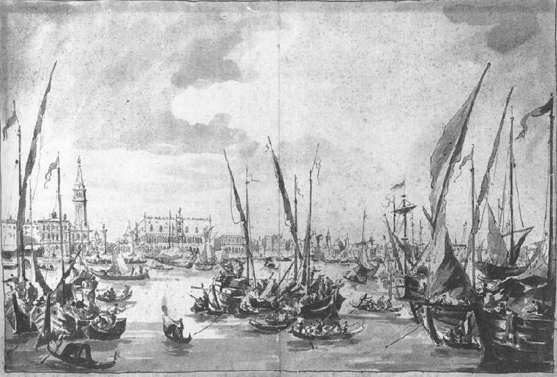 GUARDI, Francesco The Molo and the Riva degli Schiavoni from the Bacino di San Marco sdg